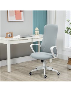 Vinsetto High-Back Elastic Office Chair with Armrests, Tilt Function, Adjustable Seat Height, Light Grey 2