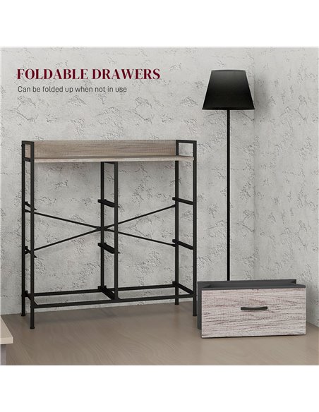 HOMCOM Rustic Chest of Six Fabric Drawers - Grey Wood Effect 831-763V00GY - pic 85111 | FastDaddyshop