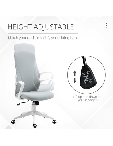 Vinsetto High-Back Office Chair, Elastic Desk Chair with Armrests, Tilt Function, Adjustable Seat Height, Light Grey - pic 8513 | FastDaddyshop