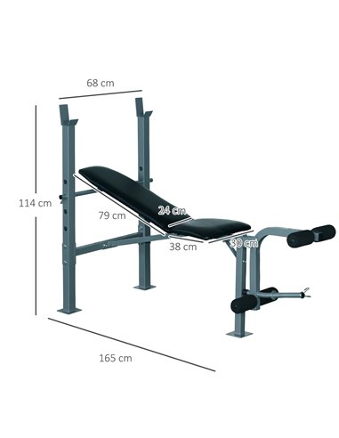 HOMCOM Heavy Duty Adjustable Multi Gym Chest Leg Arm Weight Bench w/4 Incline Postions - Black/Silver A91-032