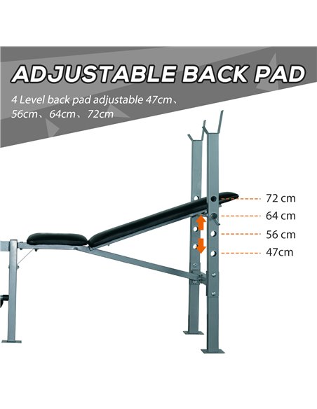 HOMCOM Heavy Duty Adjustable Multi Gym Chest Leg Arm Weight Bench w/4 Incline Postions - Black/Silver A91-032 - pic 85146 | FastDaddyshop