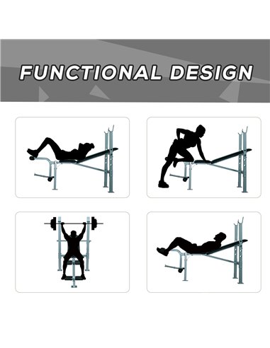 HOMCOM Heavy Duty Adjustable Multi Gym Chest Leg Arm Weight Bench w/4 Incline Postions - Black/Silver A91-032