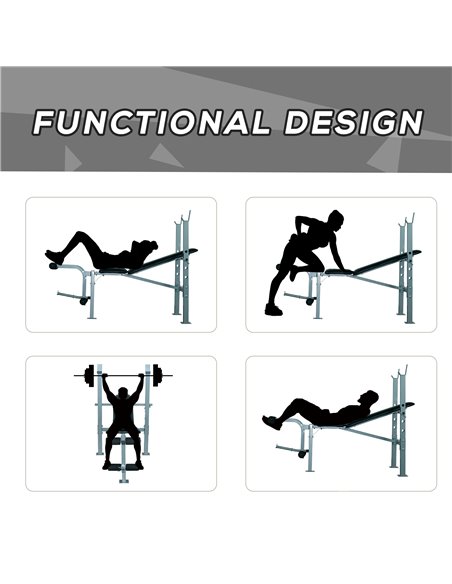 HOMCOM Heavy Duty Adjustable Multi Gym Chest Leg Arm Weight Bench w/4 Incline Postions - Black/Silver A91-032 - pic 85148 | FastDaddyshop