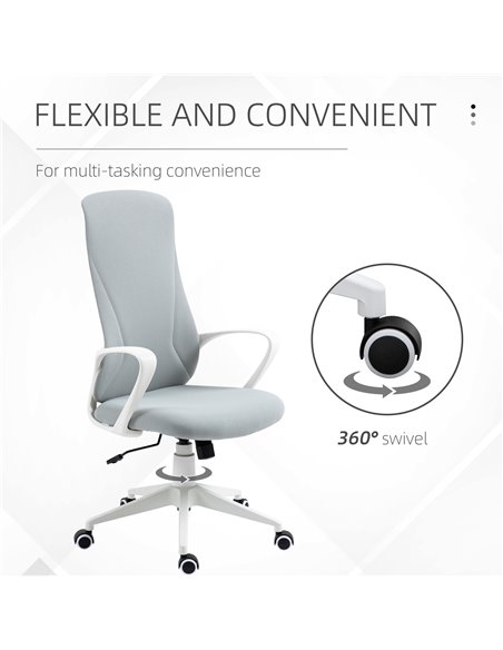 Vinsetto High-Back Office Chair, Elastic Desk Chair with Armrests, Tilt Function, Adjustable Seat Height, Light Grey - pic 8516 | FastDaddyshop