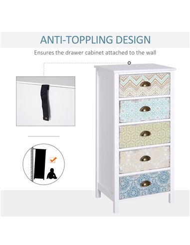 HOMCOM Storage Chest, 46Wx34Dx94H cm, Large Capacity, Sleek Design, Home Organisation, White 831-156