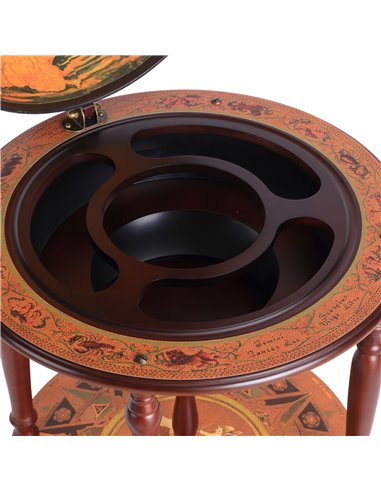 HOMCOM Retro Globe Bar Cabinet: Movable Wine & Beverage Trolley with Glass Bottle Holder, 45cm, Chestnut 801-072