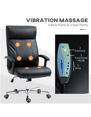 Vinsetto High-Back Vibration Massage Office Chair, Computer Chair with Tilt Function, Remote Control and Adjustable Height, Blac