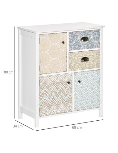 HOMCOM Shabby Chic Sideboard, Multi-Purpose Drawer Table, Storage Chest for Entryway or Living Room, Bedroom Furniture Organiser