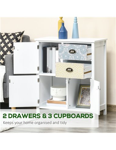 HOMCOM Shabby Chic Sideboard, Multi-Purpose Drawer Table, Storage Chest for Entryway or Living Room, Bedroom Furniture Organiser