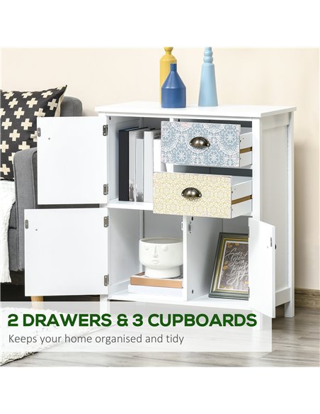 HOMCOM Shabby Chic Sideboard, Multi-Purpose Drawer Table, Storage Chest for Entryway or Living Room, Bedroom Furniture Organiser - pic 85217 | FastDaddyshop