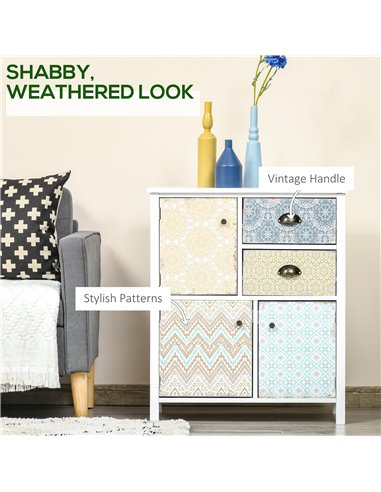 HOMCOM Shabby Chic Sideboard, Multi-Purpose Drawer Table, Storage Chest for Entryway or Living Room, Bedroom Furniture Organiser