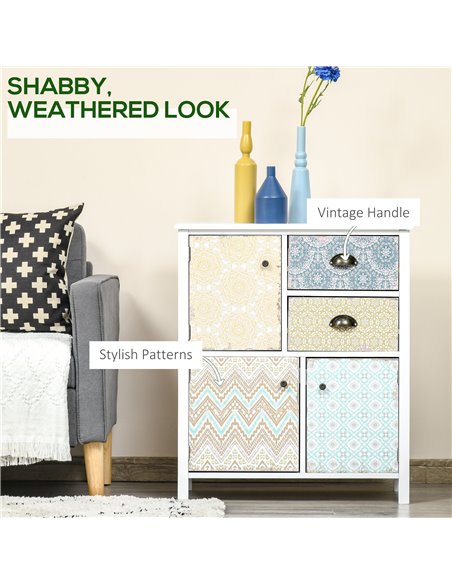 HOMCOM Shabby Chic Sideboard, Multi-Purpose Drawer Table, Storage Chest for Entryway or Living Room, Bedroom Furniture Organiser - pic 85218 | FastDaddyshop