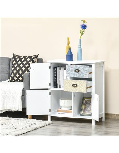 HOMCOM Shabby Chic Sideboard, Multi-Purpose Drawer Table, Storage Chest for Entryway or Living Room, Bedroom Furniture Organiser