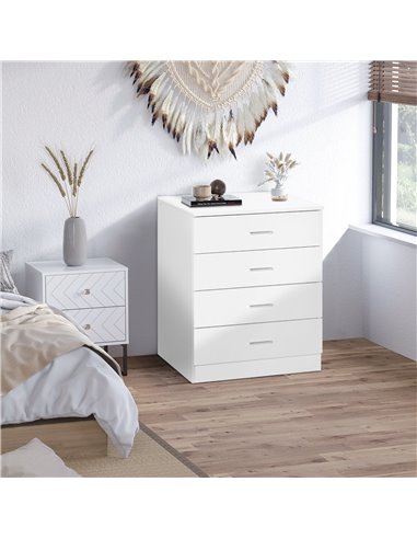 HOMCOM Vertical Storage Cabinet, 4-Drawer Chest with Metal Rails, Anti-Tip, for Playroom, Nursery, Hallway 831-427