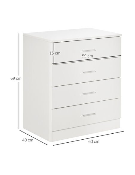 HOMCOM Vertical Storage Cabinet, 4-Drawer Chest with Metal Rails, Anti-Tip, for Playroom, Nursery, Hallway 831-427 - pic 85234 | FastDaddyshop