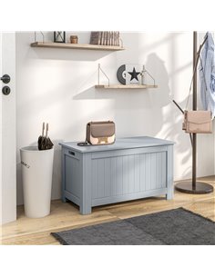 HOMCOM Large Storage Box Toy Chest Cabinet Container Unit Organizer with Lid & Safety Hinges, Grey 833-625GY 2