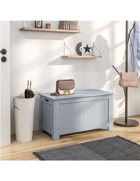 HOMCOM Large Storage Box Toy Chest Cabinet Container Unit Organizer with Lid & Safety Hinges, Grey 833-625GY - pic 85251 | FastDaddyshop