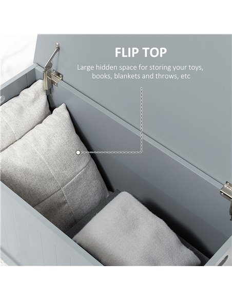 HOMCOM Large Storage Box Toy Chest Cabinet Container Unit Organizer with Lid & Safety Hinges, Grey 833-625GY - pic 85253 | FastDaddyshop