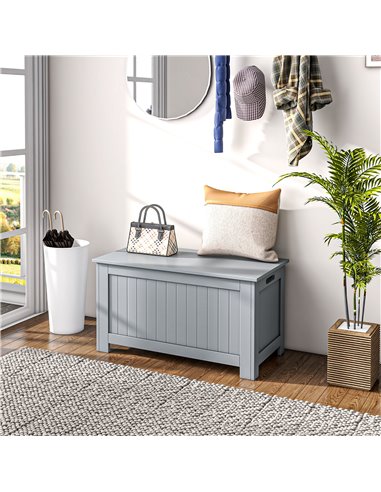 HOMCOM Large Storage Box Toy Chest Cabinet Container Unit Organizer with Lid & Safety Hinges, Grey 833-625GY