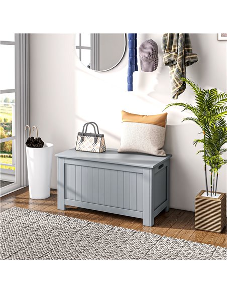 HOMCOM Large Storage Box Toy Chest Cabinet Container Unit Organizer with Lid & Safety Hinges, Grey 833-625GY - pic 85256 | FastDaddyshop