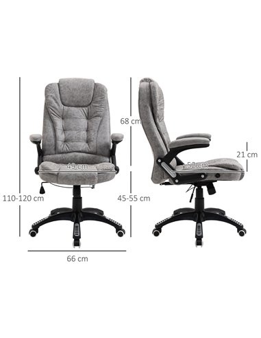 Vinsetto Ergonomic Office Chair Comfortable Desk Chair with Armrests Adjustable Height Reclining and Tilt Function Grey