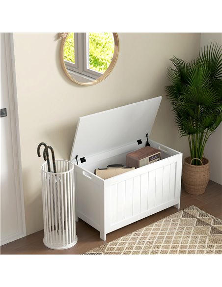 HOMCOM Storage Chest, Modern Storage Trunk with 2 Safety Hinges and Cut-out Handles, Wooden Toy Box for Living Room, 76x40x48 cm - pic 85287 | FastDaddyshop