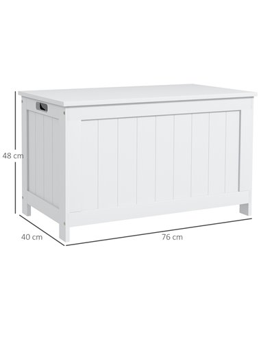 HOMCOM Storage Chest, Modern Storage Trunk with 2 Safety Hinges and Cut-out Handles, Wooden Toy Box for Living Room, 76x40x48 cm