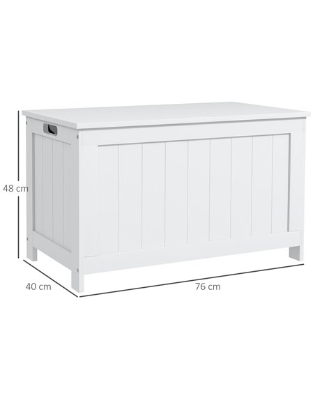 HOMCOM Storage Chest, Modern Storage Trunk with 2 Safety Hinges and Cut-out Handles, Wooden Toy Box for Living Room, 76x40x48 cm - pic 85288 | FastDaddyshop