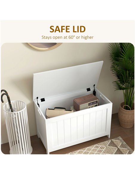 HOMCOM Storage Chest, Modern Storage Trunk with 2 Safety Hinges and Cut-out Handles, Wooden Toy Box for Living Room, 76x40x48 cm - pic 85289 | FastDaddyshop