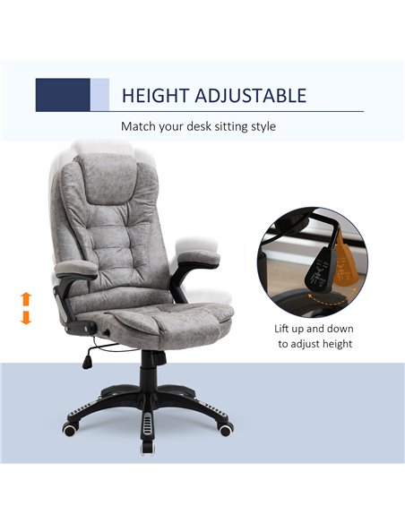 Vinsetto Ergonomic Office Chair Comfortable Desk Chair with Armrests Adjustable Height Reclining and Tilt Function Grey - pic 8529 | FastDaddyshop