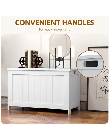 HOMCOM Storage Chest, Modern Storage Trunk with 2 Safety Hinges and Cut-out Handles, Wooden Toy Box for Living Room, 76x40x48 cm