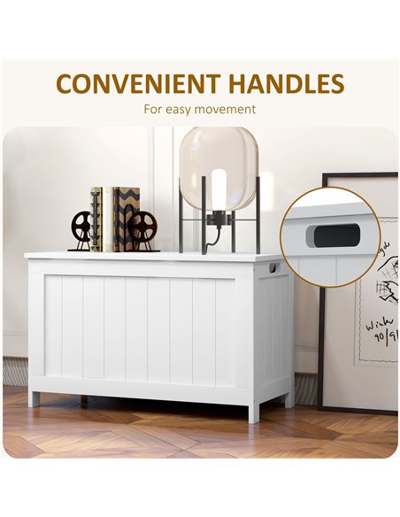 HOMCOM Storage Chest, Modern Storage Trunk with 2 Safety Hinges and Cut-out Handles, Wooden Toy Box for Living Room, 76x40x48 cm - pic 85291 | FastDaddyshop
