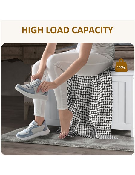 HOMCOM Storage Chest, Modern Storage Trunk with 2 Safety Hinges and Cut-out Handles, Wooden Toy Box for Living Room, 76x40x48 cm - pic 85292 | FastDaddyshop