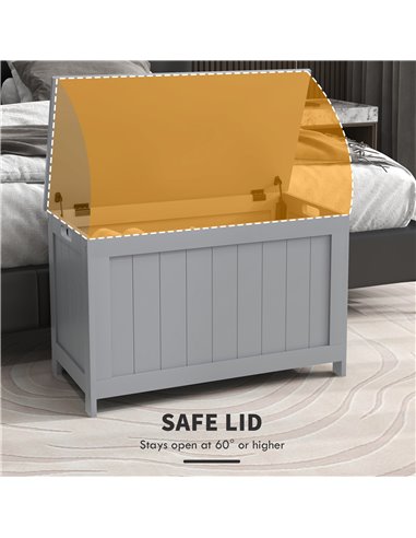 HOMCOM Storage Chest, Modern Storage Trunk w/ 2 Safety Hinges & Cut-out Handles, Wooden Toy Box for Living Room, 76 x 40 x 48 cm