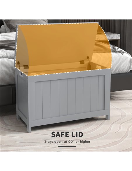 HOMCOM Storage Chest, Modern Storage Trunk w/ 2 Safety Hinges & Cut-out Handles, Wooden Toy Box for Living Room, 76 x 40 x 48 cm - pic 85298 | FastDaddyshop