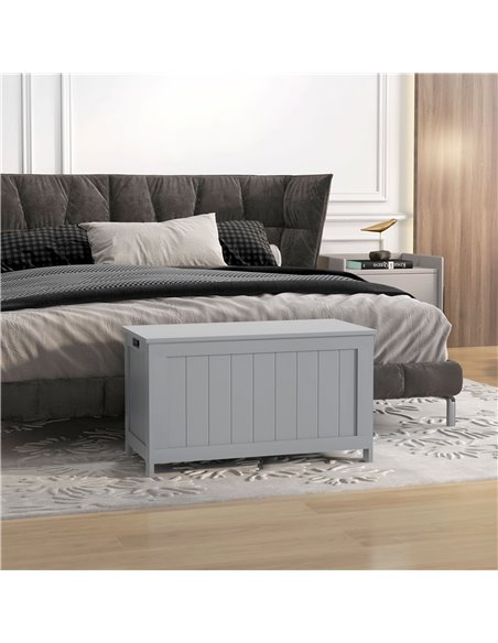 HOMCOM Storage Chest, Modern Storage Trunk w/ 2 Safety Hinges & Cut-out Handles, Wooden Toy Box for Living Room, 76 x 40 x 48 cm - pic 85302 | FastDaddyshop