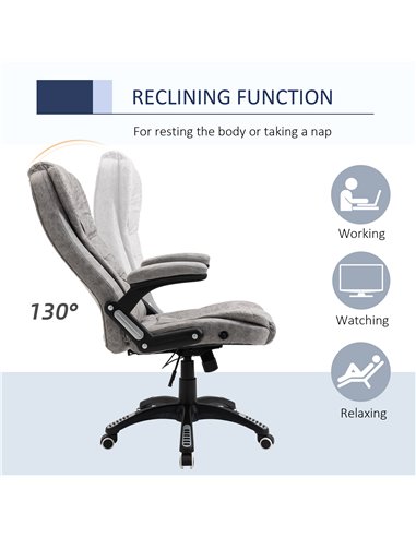 Vinsetto Ergonomic Office Chair Comfortable Desk Chair with Armrests Adjustable Height Reclining and Tilt Function Grey