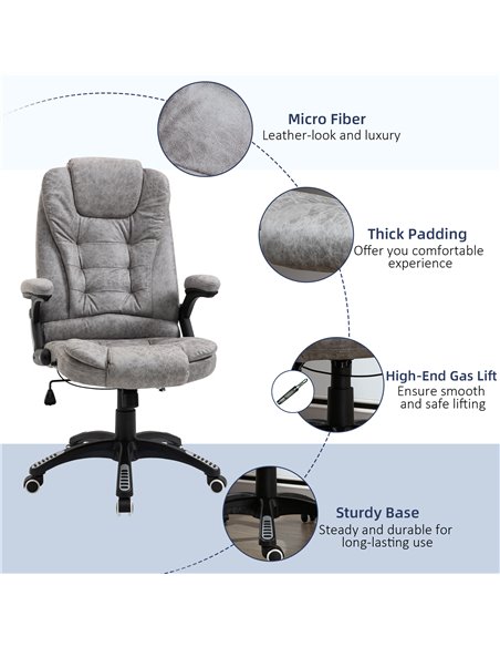 Vinsetto Ergonomic Office Chair Comfortable Desk Chair with Armrests Adjustable Height Reclining and Tilt Function Grey - pic 8533 | FastDaddyshop