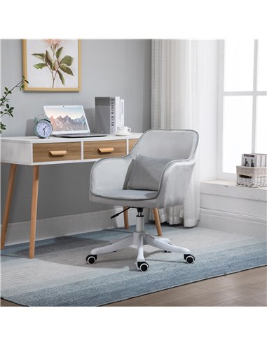 Vinsetto Velvet-Feel Office Chair with Rechargeable Electric Vibration Massage Lumbar Pillow, Wheels, Grey