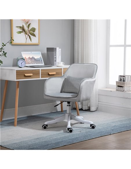 Vinsetto Velvet-Feel Office Chair with Rechargeable Electric Vibration Massage Lumbar Pillow, Wheels, Grey - pic 8535 | FastDaddyshop