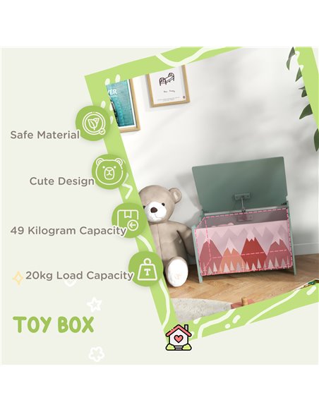 ZONEKIZ Children's Toy Chest with Safety Hinge, Cute Animal Design Toy Box for Nursery, Green 311-058V80GN - pic 85352 | FastDaddyshop