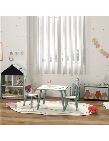 ZONEKIZ Children's Toy Chest with Safety Hinge, Cute Animal Design Toy Box for Nursery, Green 311-058V80GN