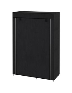 HOMCOM Fabric Wardrobe, Portable Wardrobe with 6 Shelves, 1 Hanging Rail, Foldable Closets, 103 x 43 x 162.5 cm, Black 850-213V0