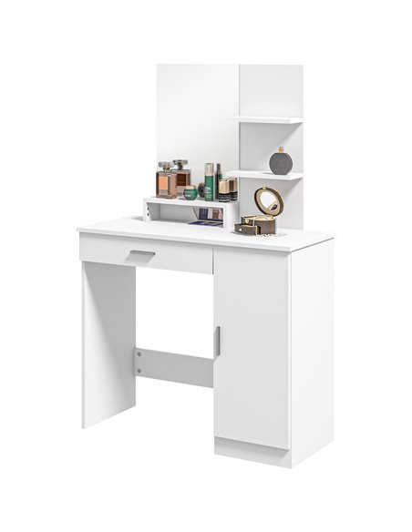 HOMCOM Simple and Modern Dressing Table, with Storage - White 831-698V80WT - pic 85412 | FastDaddyshop