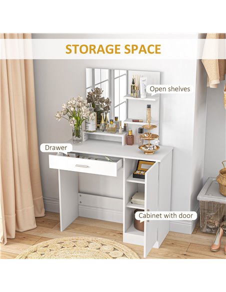 HOMCOM Simple and Modern Dressing Table, with Storage - White 831-698V80WT - pic 85415 | FastDaddyshop