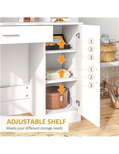 HOMCOM Simple and Modern Dressing Table, with Storage - White 831-698V80WT