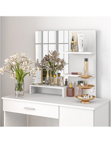 HOMCOM Simple and Modern Dressing Table, with Storage - White 831-698V80WT