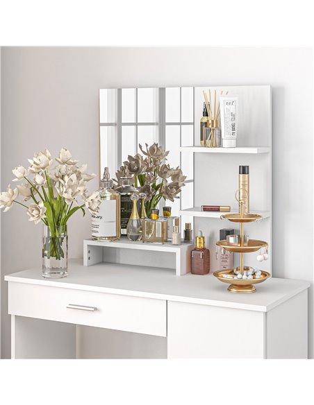 HOMCOM Simple and Modern Dressing Table, with Storage - White 831-698V80WT - pic 85419 | FastDaddyshop