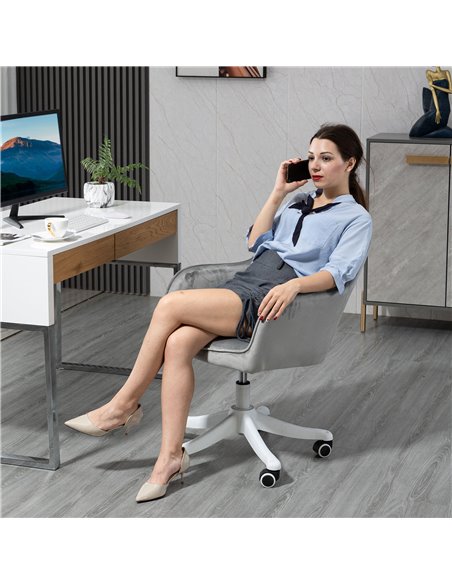 Vinsetto Velvet-Feel Office Chair with Rechargeable Electric Vibration Massage Lumbar Pillow, Wheels, Grey - pic 8542 | FastDaddyshop
