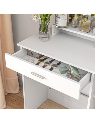HOMCOM Simple and Modern Dressing Table, with Storage - White 831-698V80WT
